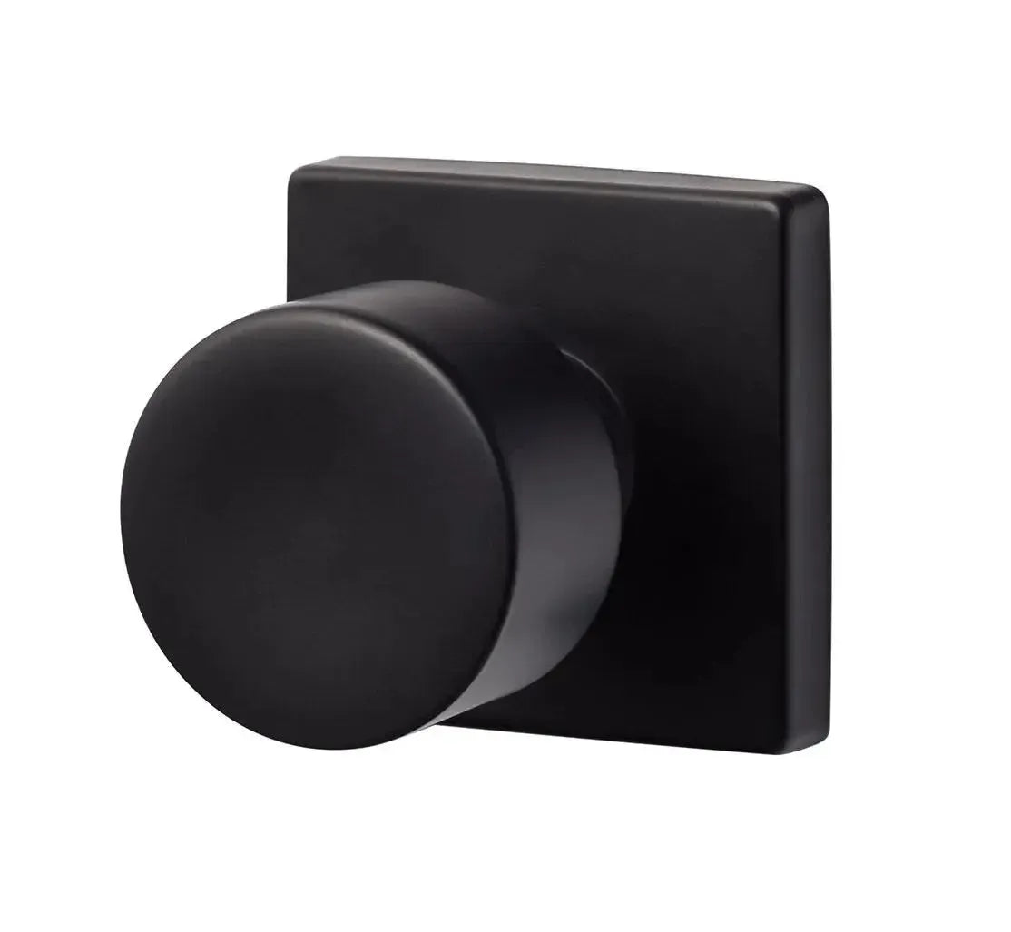 Sure-Loc Bergen Knob with Square Rosette in Flat Black finish