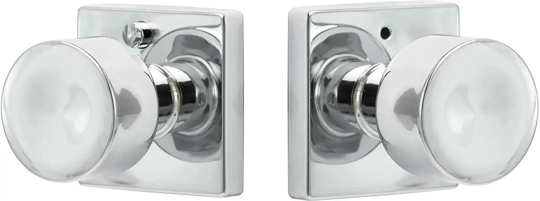 The Sure-Loc Bergen Knob with Square Rosette in Polished Chrome finish