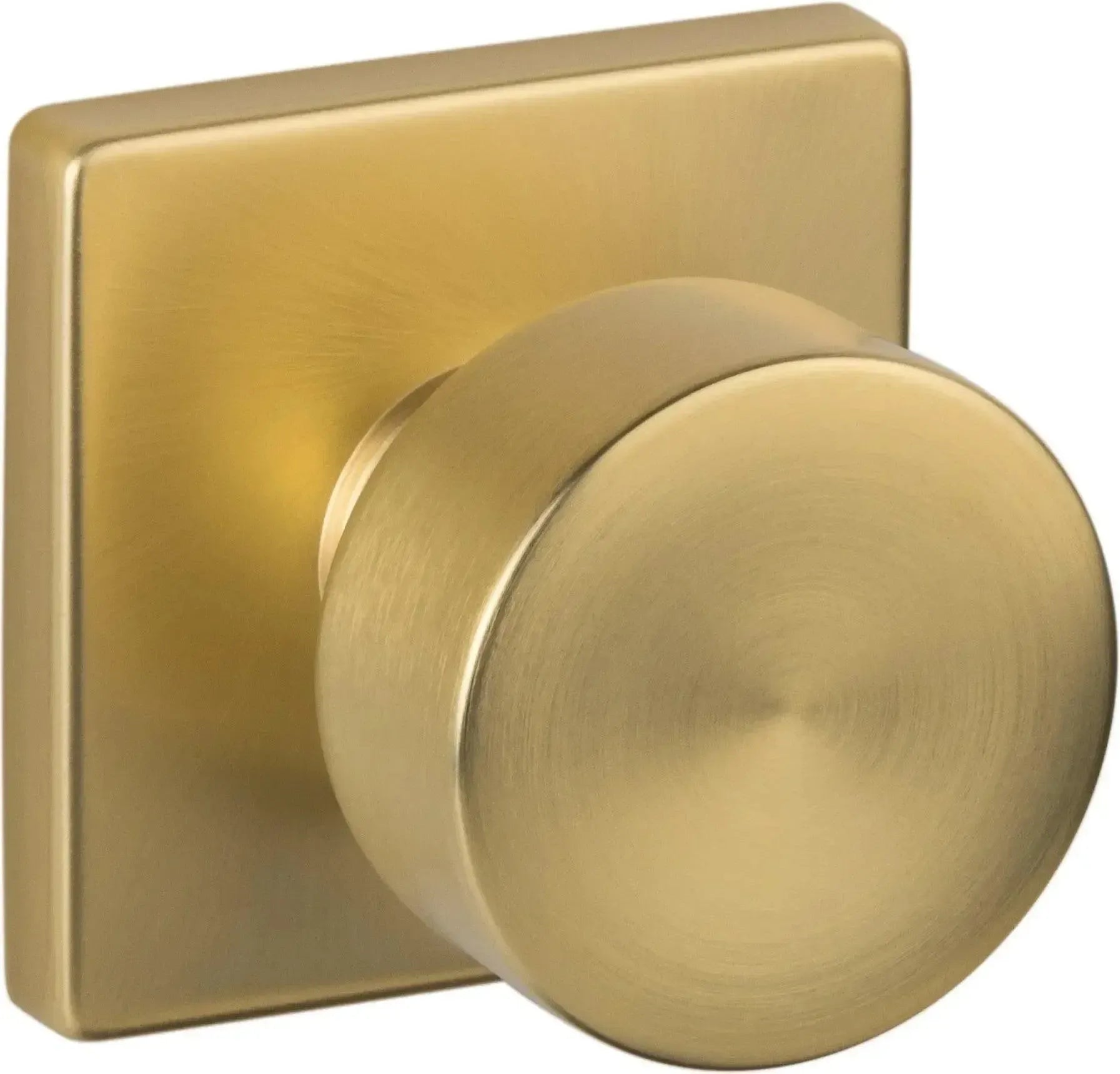 The Sure-Loc Bergen Knob with Square Rosette in Satin Brass finish