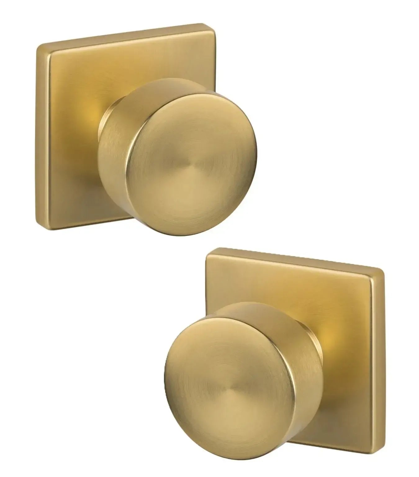 Sure-Loc Bergen Knob with Square Rosette in Satin Brass finish