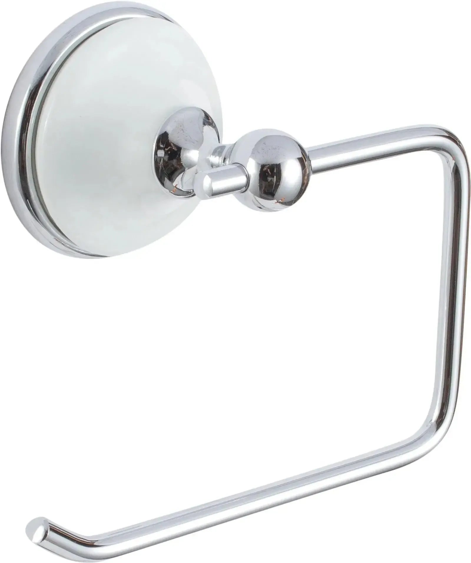 The Sure-Loc Brighton Single Post Paper Holder, With White Porcelain in Polished Chrome with White Porcelain finish