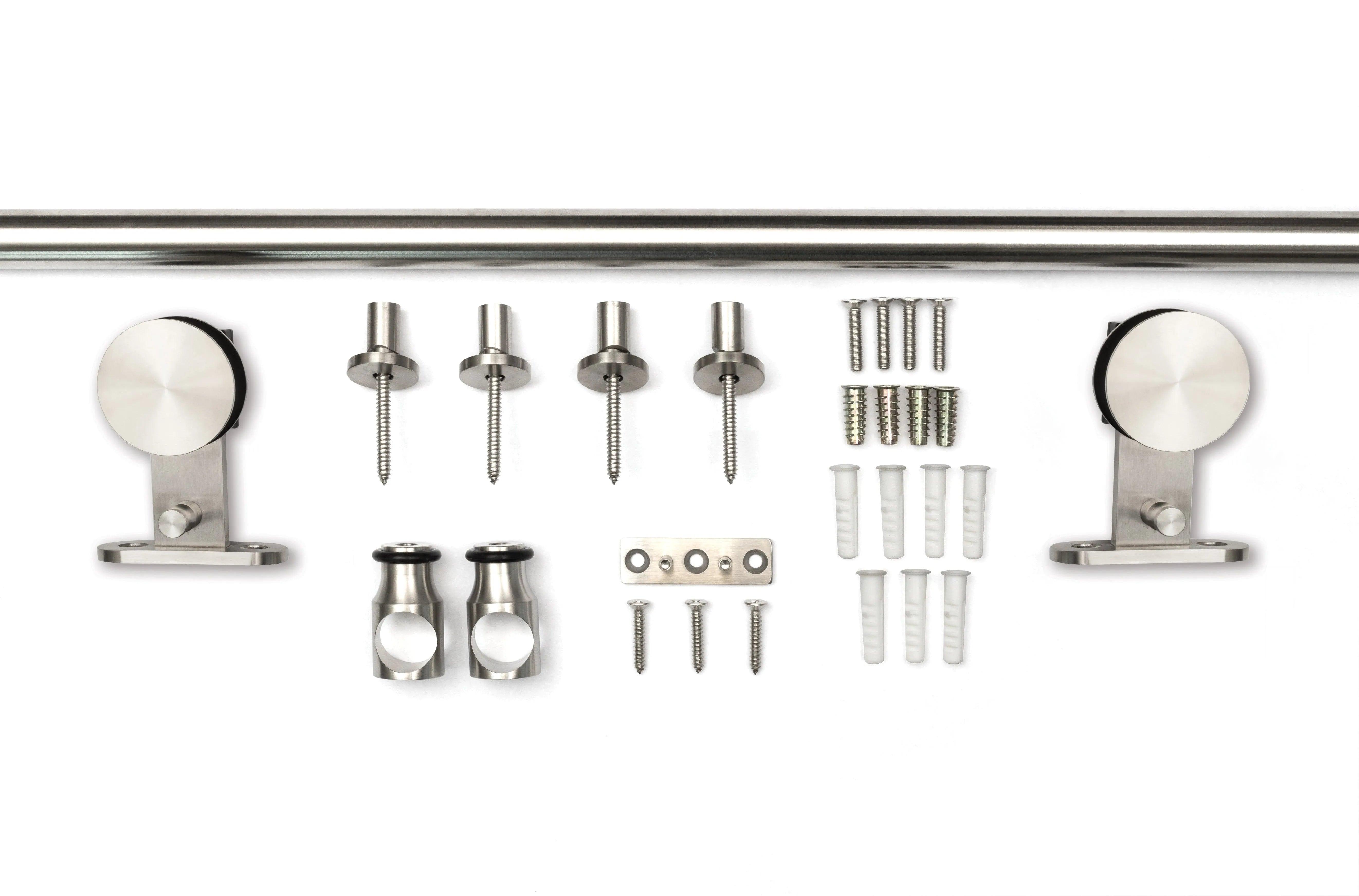 The Sure-Loc Barn Door Rail System, 72" in Brushed Stainless Steel finish