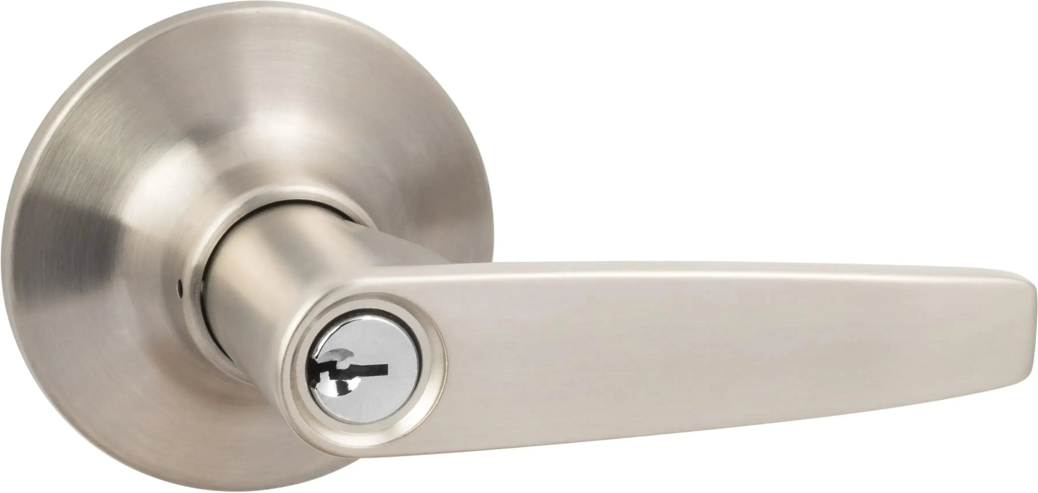 The Sure-Loc Cedar Push Button Storeroom Lever in Satin Nickel finish