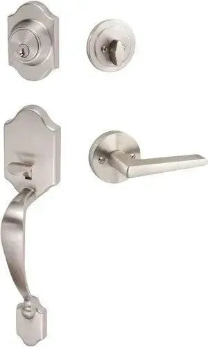 Sure-Loc Coral Handleset With Basel Round Lever Interior Trim Satin Nickel