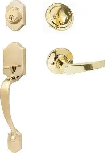 Sure-Loc Coral Handleset With Cedar Lever Interior Trim Polished Brass