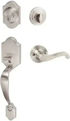 The Sure-Loc Coral Handleset With Sage Lever Handleset Trim, Left Hand in Satin Nickel finish