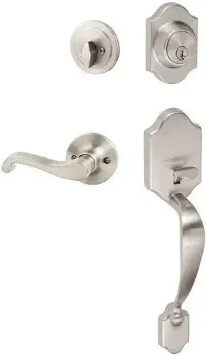 The Sure-Loc Coral Handleset With Sage Lever Handleset Trim, Right Hand in Satin Nickel finish