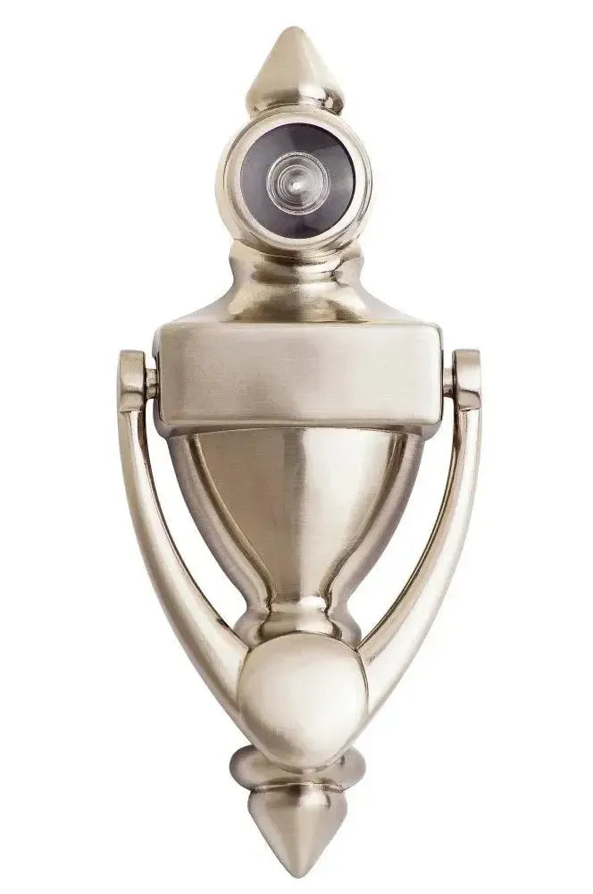 Sure-Loc Door Knocker With 180 Viewer Satin Nickel