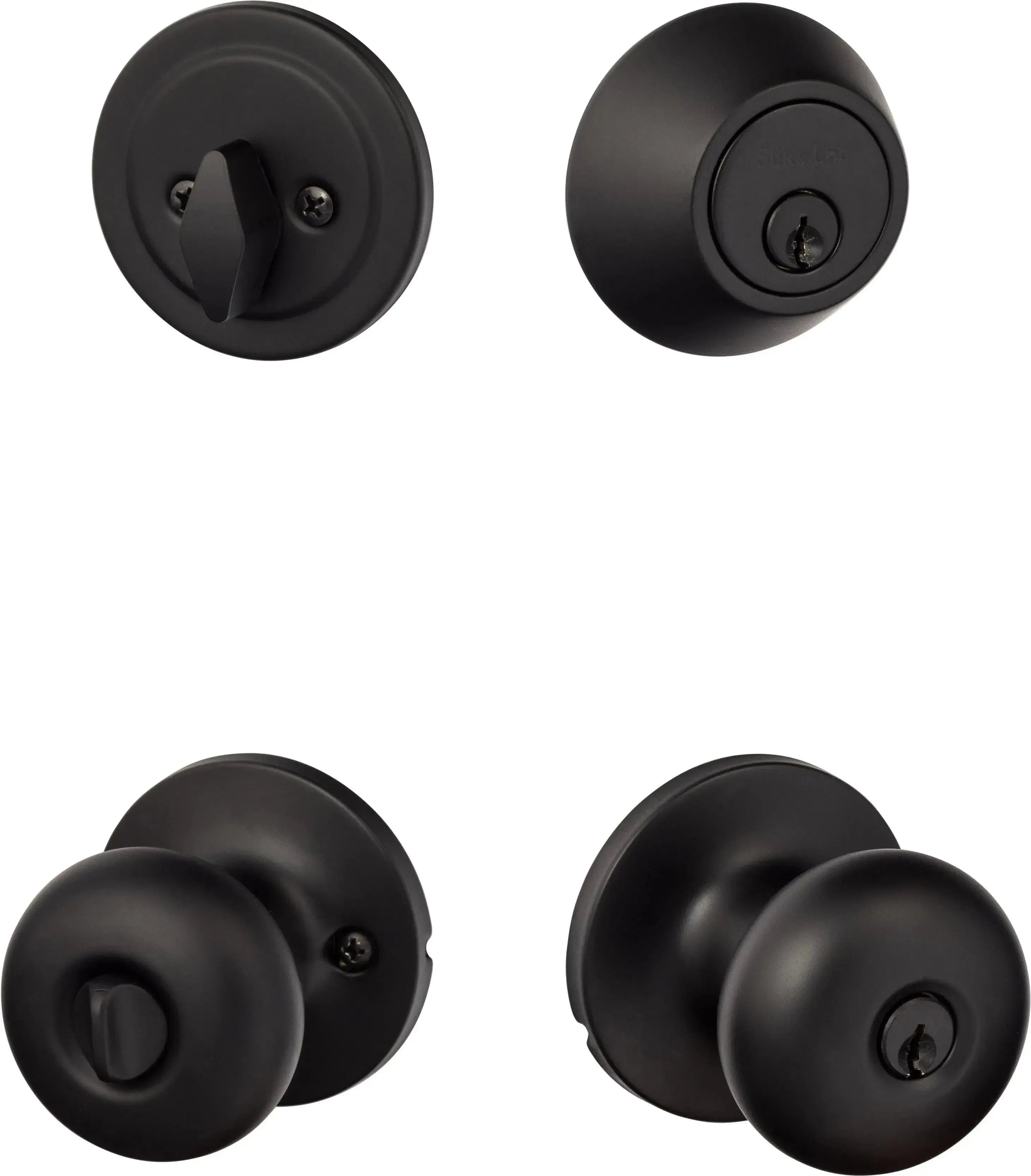 The Sure-Loc Durango Entry Knobset With KA Deadbolt in Flat Black finish