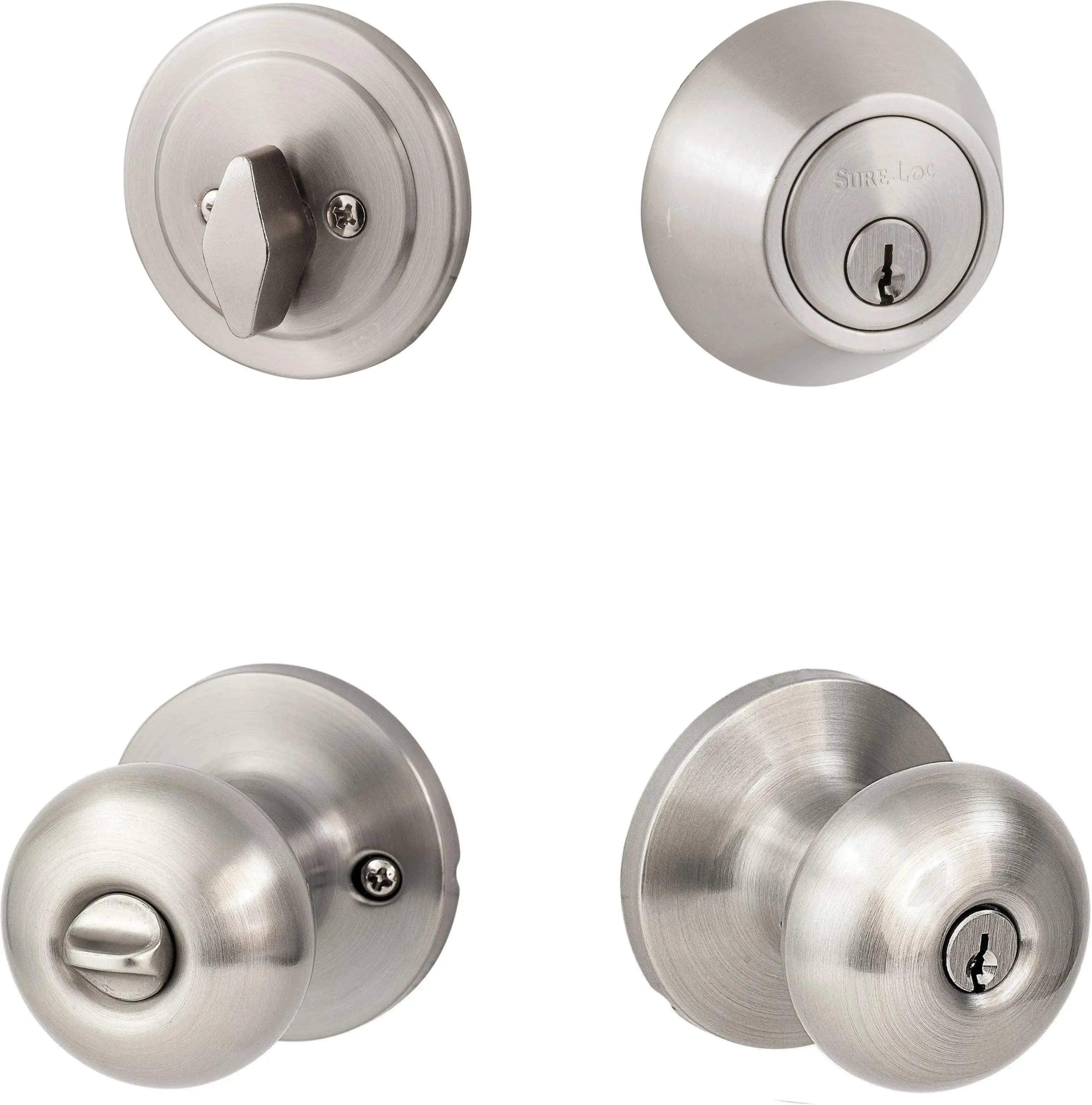 The Sure-Loc Durango Entry Knobset With KA Deadbolt in Satin Nickel finish
