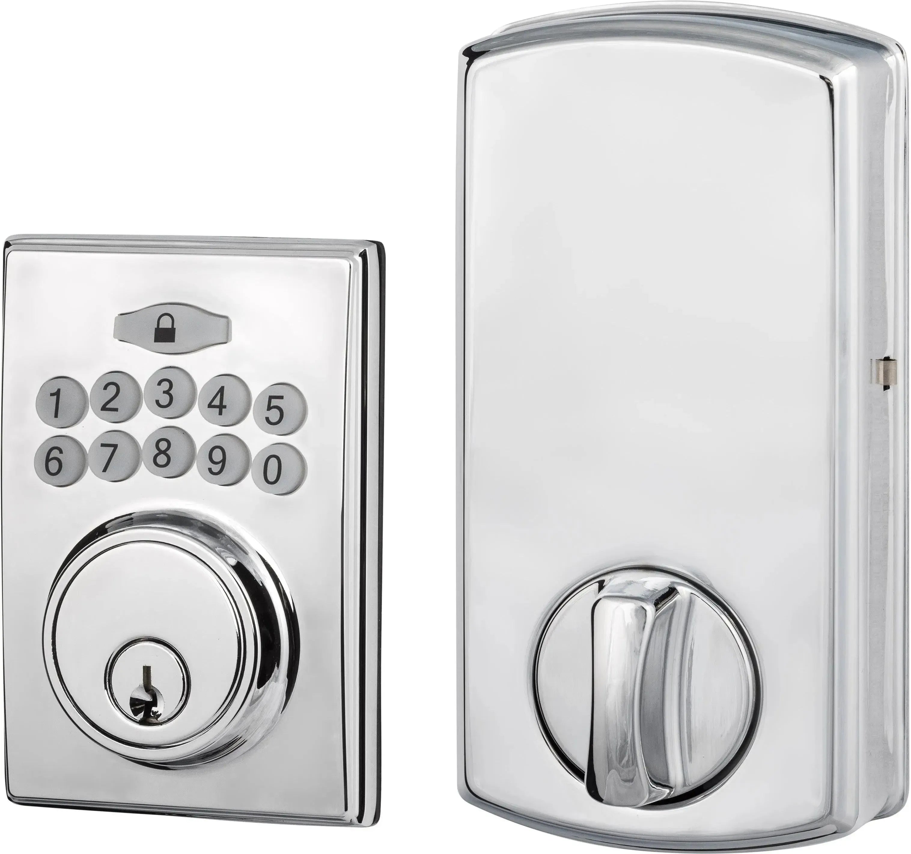 The Sure-Loc Electronic Keypad Deadbolt, Modern in Polished Chrome finish