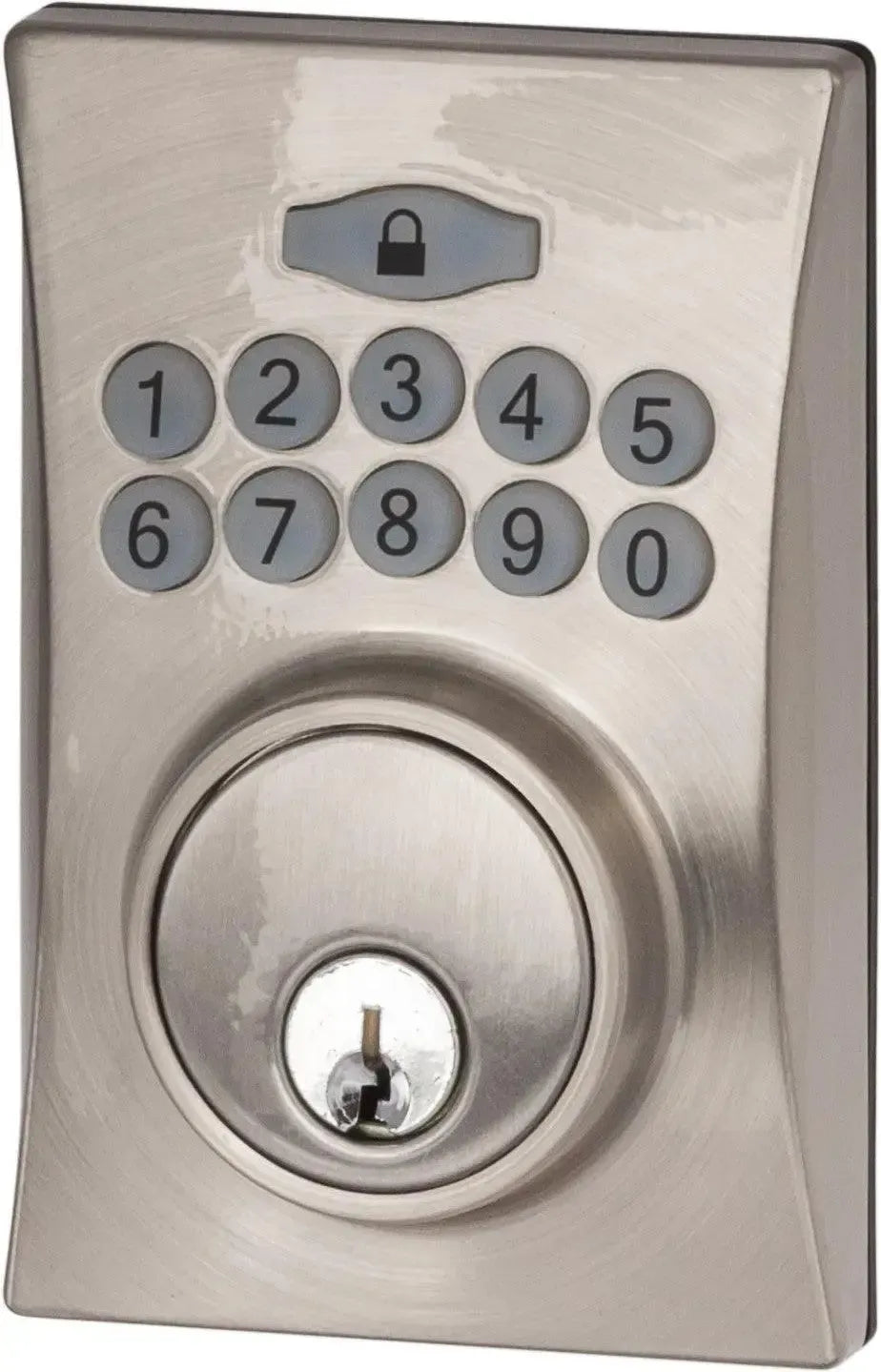 The Sure-Loc Electronic Keypad Deadbolt, Modern in Satin Nickel finish