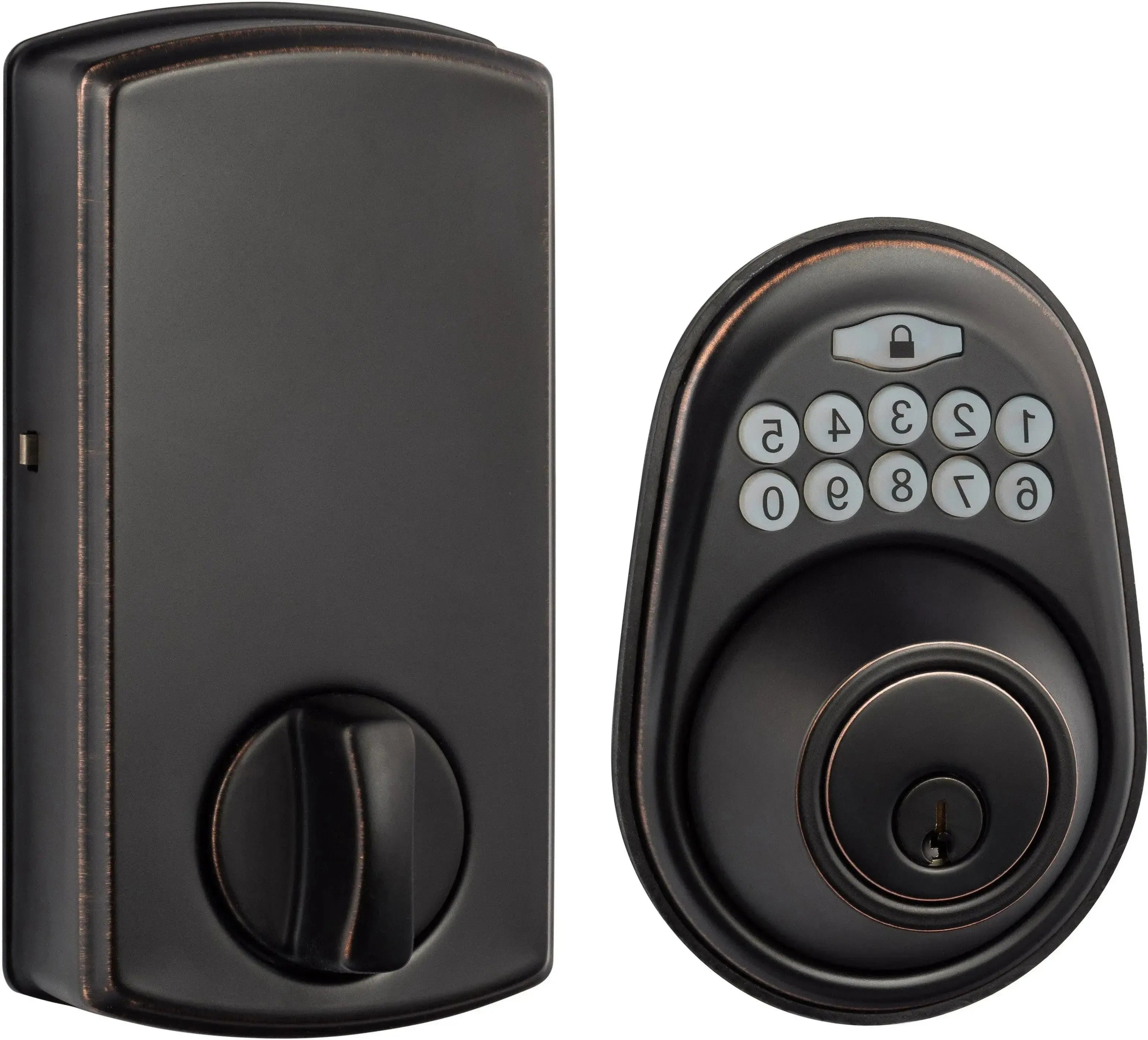 The Sure-Loc Electronic Keypad Deadbolt, Round in Vintage Bronze finish
