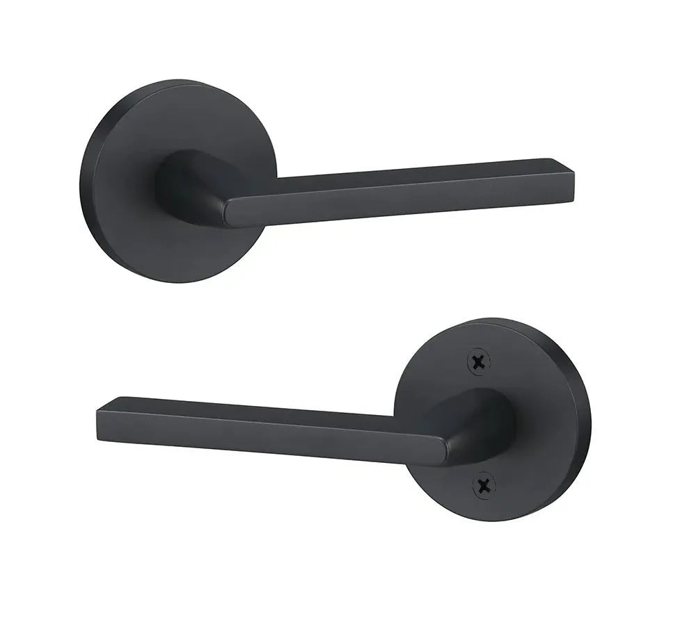 Sure-Loc Escala Lever with Round Rosette in Flat Black finish