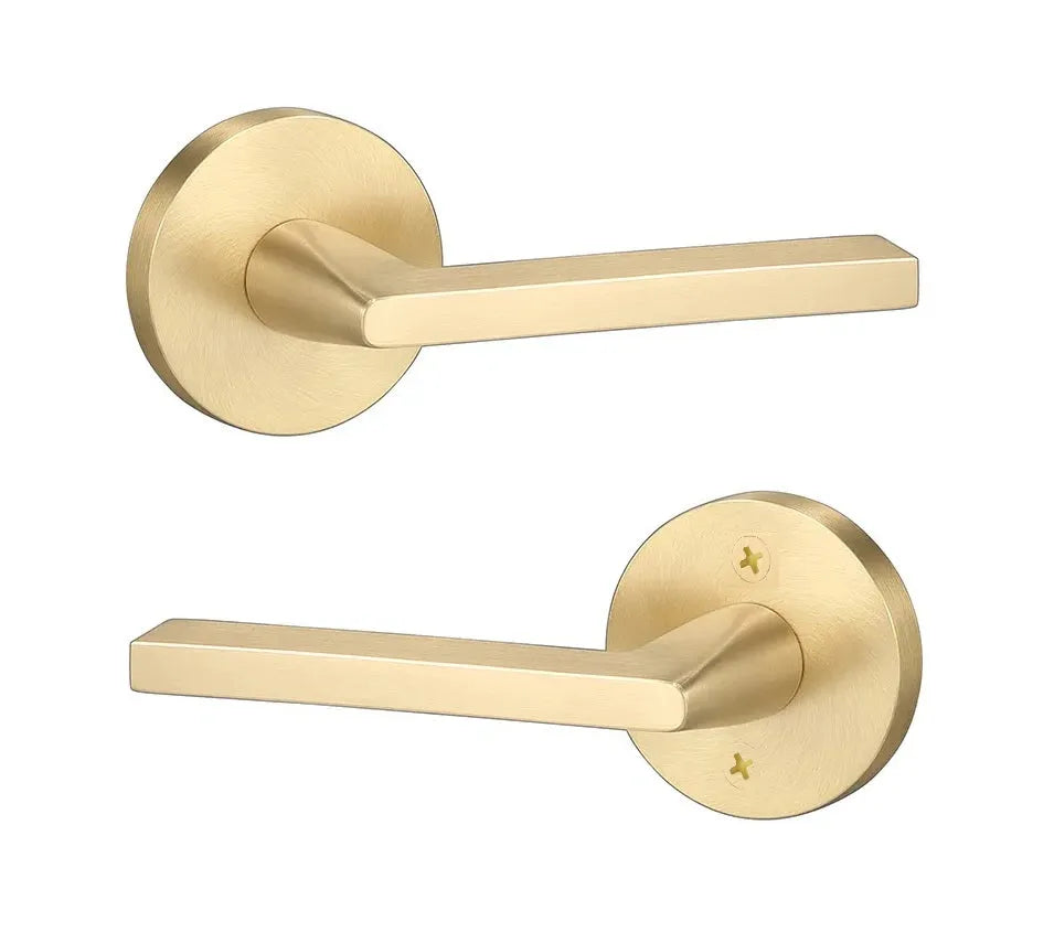 Sure-Loc Escala Lever with Round Rosette in Satin Brass finish