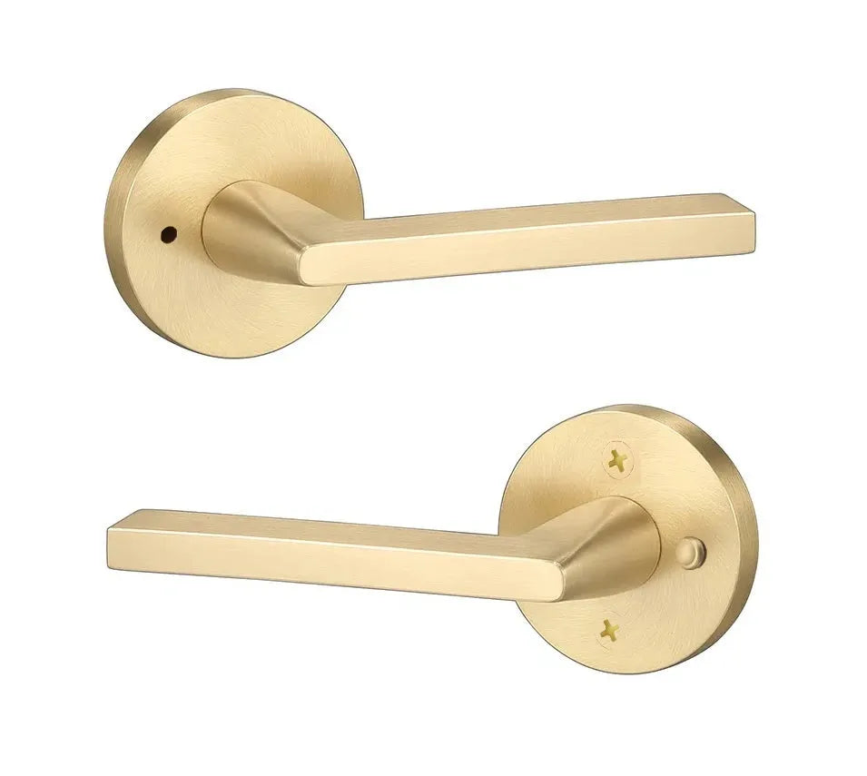 Sure-Loc Escala Lever with Round Rosette in Satin Brass finish