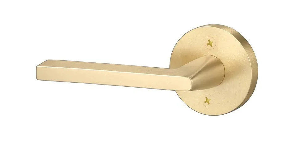 Sure-Loc Escala Lever with Round Rosette in Satin Brass finish