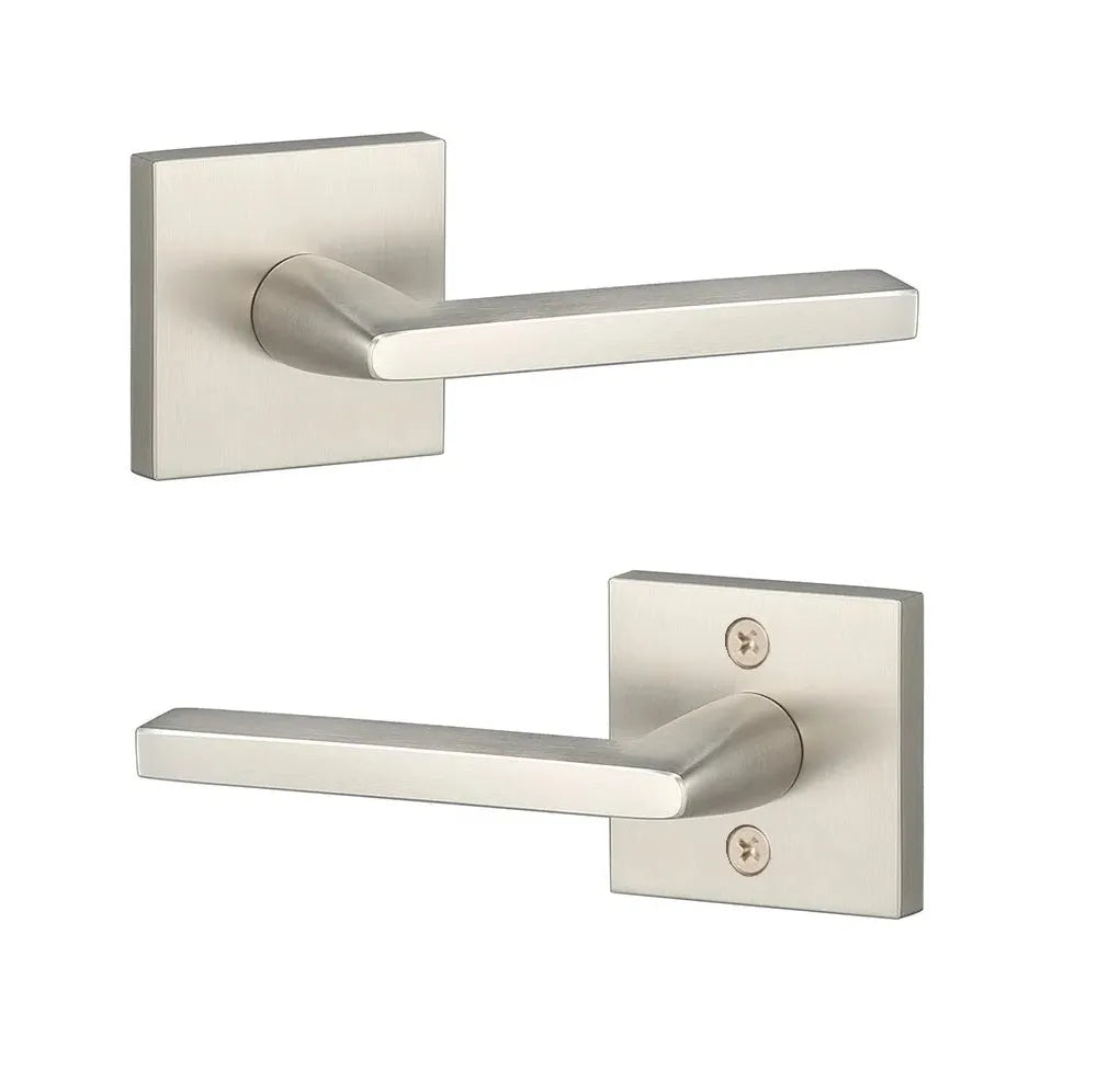 Sure-Loc Escala Lever with Square Rosette in Satin Nickel finish