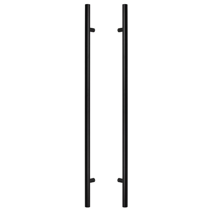 The Sure-Loc 48" Round Long Door Pull, Double-Sided in Flat Black finish