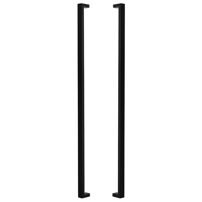 The Sure-Loc 48" Square Long Door Pull, Double-Sided in Flat Black finish.