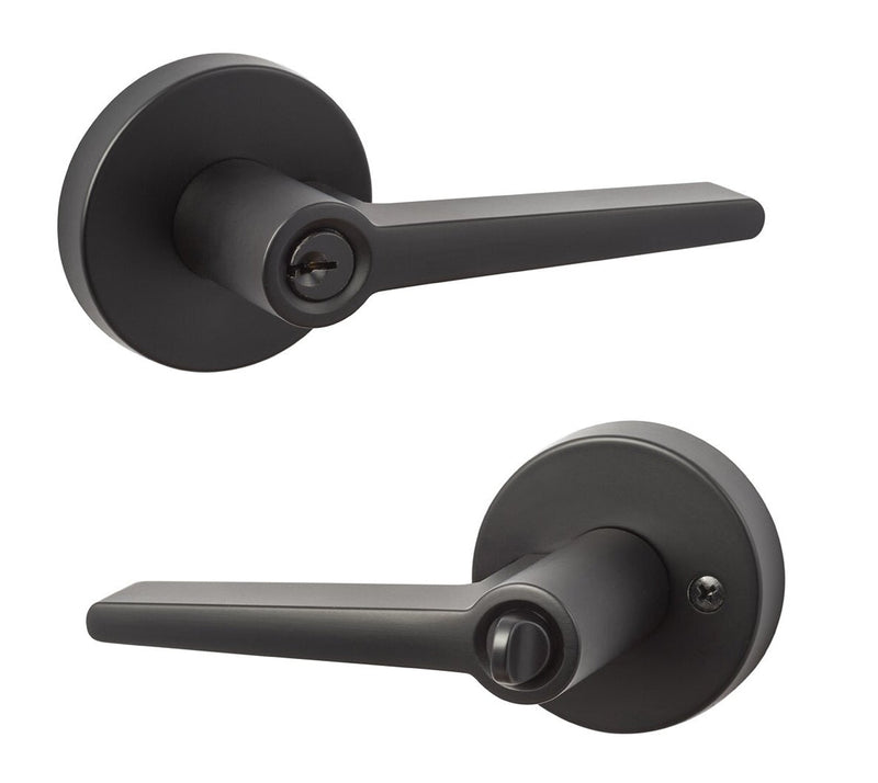 The Sure-Loc Basel Lever with Round Rosette in Flat Black finish