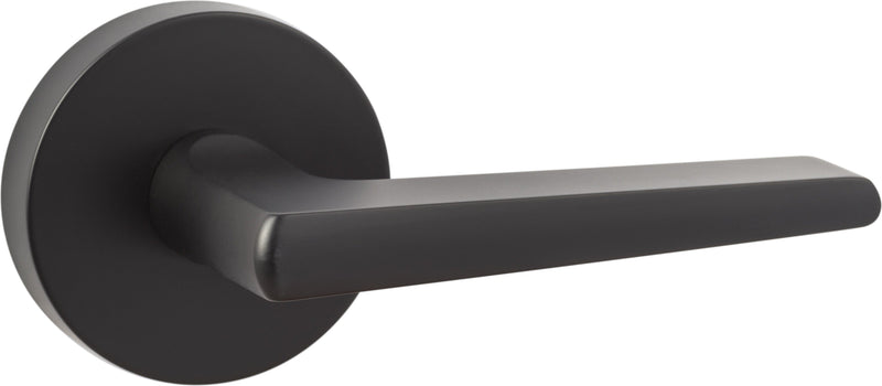 The Sure-Loc Basel Lever with Round Rosette in Flat Black finish