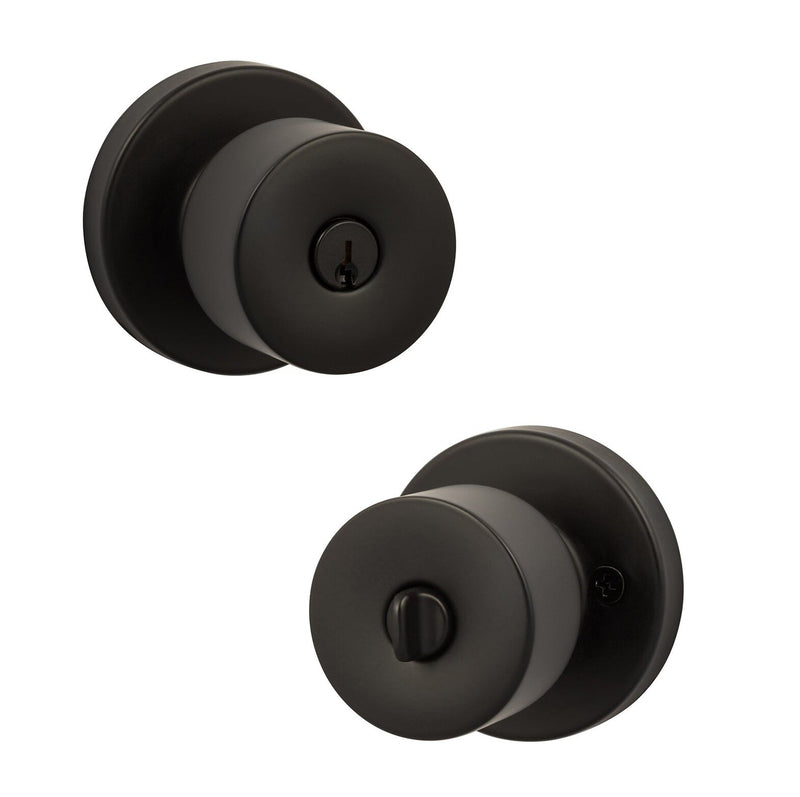 The Sure-Loc Bergen Knob with Round Rosette in Flat Black finish