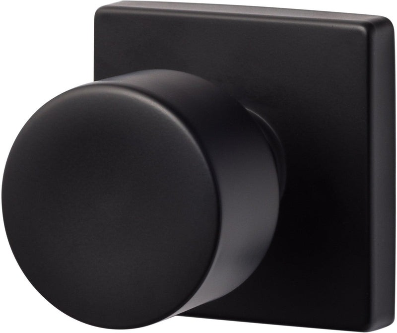 The Sure-Loc Bergen Knob with Square Rosette in Flat Black finish