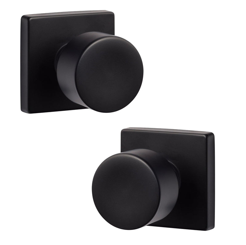 The Sure-Loc Bergen Knob with Square Rosette in Flat Black finish