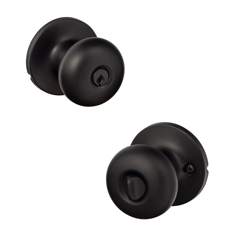 The Sure-Loc Durango Knob with Round Rosette in Flat Black finish