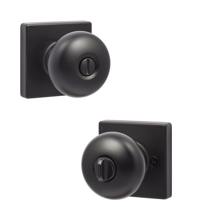 The Sure-Loc Durango Knob with Square Rosette in Flat Black finish