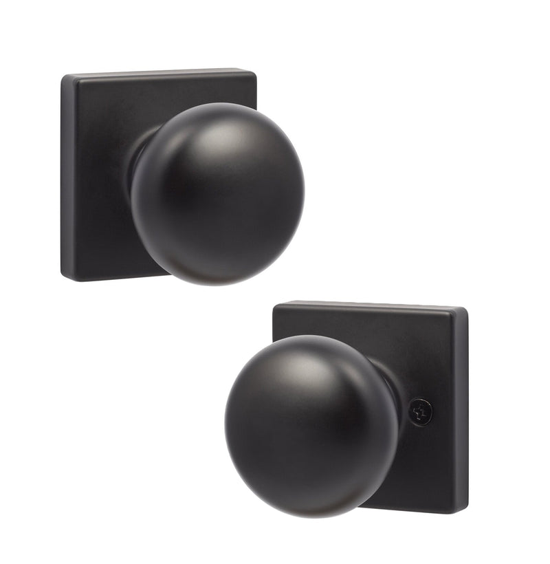 The Sure-Loc Durango Knob with Square Rosette in Flat Black finish