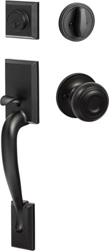 Sure-Loc Madison Handleset With Juniper Knob Interior Trim in Flat Black finish