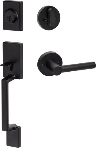 Sure-Loc Stockholm Handleset With Marin Lever Handleset Trim in Flat Black finish