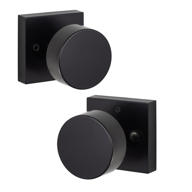 Sure-Loc Zurich Knob with Square Rosette in Flat Black finish