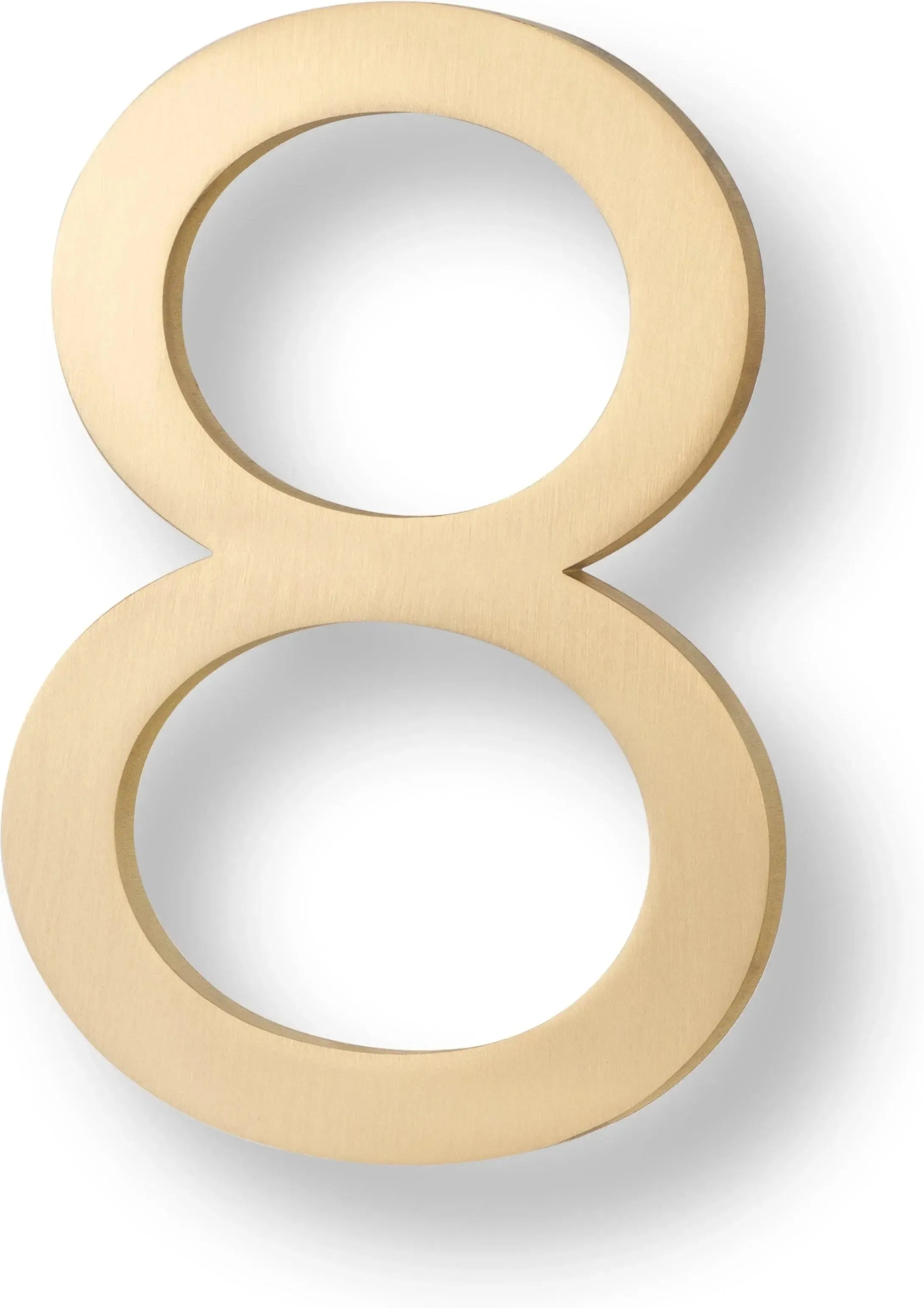 The Sure-Loc Floating House Number, 6", No. 8 in Satin Brass finish