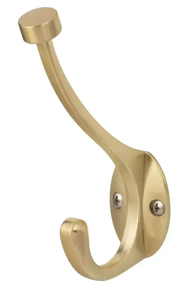 Sure-Loc Heavy Duty Pilltop Coat Hook in Satin Brass finish