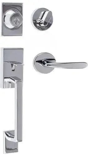 Sure-Loc Koln Handleset with Round Thumb Turn and Interior Torino Lever Polished Chrome
