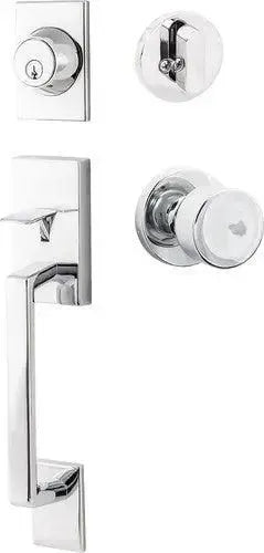 Sure-Loc Koln Handleset With Round Thumb Turn, Bergen Round Knob Interior Trim Polished Chrome