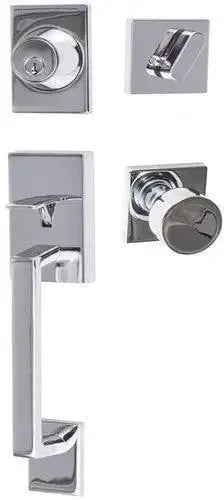 Sure-Loc Koln Handleset With Square Thumb Turn, Bergen Square Knob Interior Trim Polished Chrome