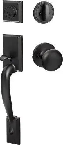 Sure-Loc Madison Handleset With Durango Knob Interior Trim Flat Black