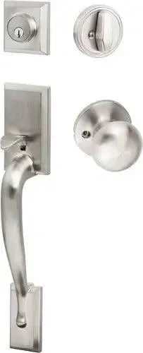 Sure-Loc Madison Handleset With Durango Knob Interior Trim Satin Nickel