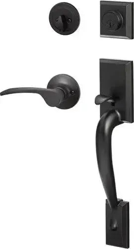 Sure-Loc Madison Handleset With Grade 2, Edge Lever Interior Trim in Flat Black finish