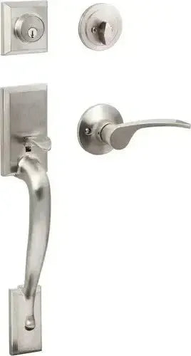 Sure-Loc Madison Handleset With Grade 2, Edge Lever Interior Trim in Satin Nickel finish