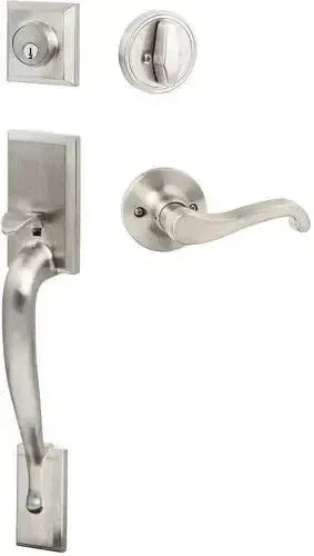 Sure-Loc Madison Handleset With Sage Lever Handleset Trim, Left Hand in Satin Nickel finish