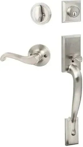 Sure-Loc Madison Handleset With Sage Lever Handleset Trim, Right Hand in Satin Nickel finish