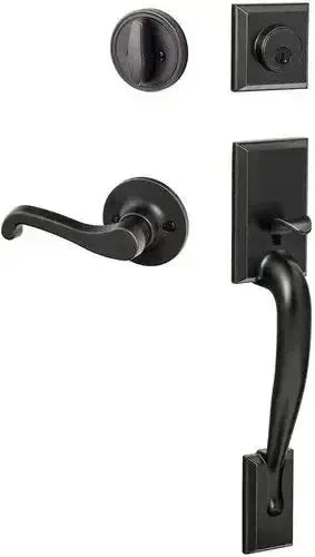 Sure-Loc Madison Handleset With Sage Lever Handleset Trim, Right Hand in Vintage Bronze finish