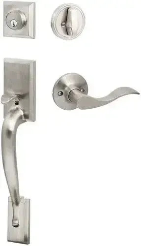 Sure-Loc Madison Handleset With Snowbird Lever Interior Trim, Left Hand in Satin Nickel finish