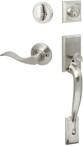 Sure-Loc Madison Handleset With Snowbird Lever Interior Trim, Right Hand in Satin Nickel finish