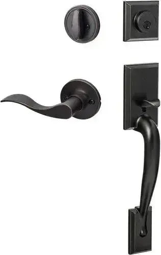 Sure-Loc Madison Handleset With Snowbird Lever Interior Trim, Right Hand in Vintage Bronze finish